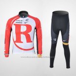 2011 Cycling Jersey Radioshack White and Red Long Sleeve and Bib Tight