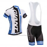2013 Cycling Jersey Giant White and Sky Blue Short Sleeve and Bib Short