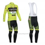 2013 Cycling Jersey Vini Fantini Green and Black Long Sleeve and Bib Tight
