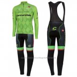 2016 Cycling Jersey Cannondale Black and Green Long Sleeve and Bib Tight