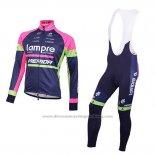 2016 Cycling Jersey Lampre Blue and Pink Long Sleeve and Bib Tight