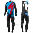 2016 Cycling Jersey Specialized Black and Blue Long Sleeve and Bib Tight