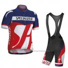 2016 Cycling Jersey Specialized Blue and Red Short Sleeve and Bib Short