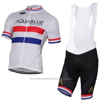 2017 Cycling Jersey Aqua Bluee Sport Champion British White Short Sleeve and Bib Short