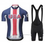 2017 Cycling Jersey Assos Champion The United States Blue Short Sleeve and Bib Short