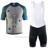 2017 Cycling Jersey Craft Monuments Silver and Green Short Sleeve and Bib Short