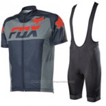 2017 Cycling Jersey Fox Gray Short Sleeve and Bib Short