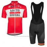 2017 Cycling Jersey Lotto Soudal Red Short Sleeve and Bib Short
