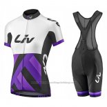 2017 Cycling Jersey Women Liv Race Day White and Purple Short Sleeve and Bib Short