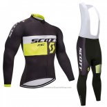 2018 Cycling Jersey Scott Black and White Long Sleeve and Bib Tight