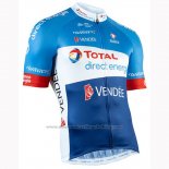 2019 Cycling Jersey Direct Energie Blue White Short Sleeve and Bib Short