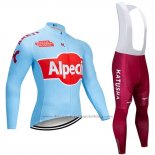 2019 Cycling Jersey Katusha Alpecin Blue Red Long Sleeve and Bib Tight