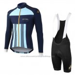 2019 Cycling Jersey Lecol Sky Bluee Blue Long Sleeve and Bib Tight