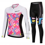 2019 Cycling Jersey Women Mieyco White Pink Long Sleeve and Bib Tight