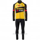 2021 Cycling Jersey Jumbo Visma Black Yellow Long Sleeve And Bib Tight