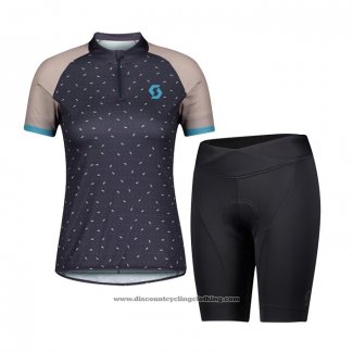 2021 Cycling Jersey Women Scott Gray Marron Short Sleeve And Bib Short