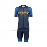 2022 Cycling Jersey Scott Blue Yellow Short Sleeve and Bib Short