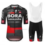 2023 Cycling Jersey Bora-Hansgrone Black Red Short Sleeve and Bib Short