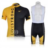 2009 Cycling Jersey Livestrong Black and Yellow Short Sleeve and Bib Short