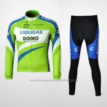 2010 Cycling Jersey Liquigas Doimo Blue and Green Long Sleeve and Bib Tight