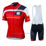 2016 Cycling Jersey Sportful Black and Red Short Sleeve and Bib Short