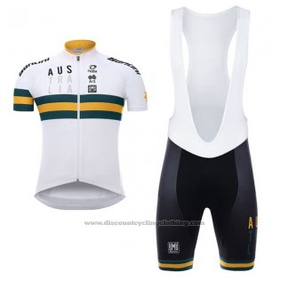 2017 Cycling Jersey Australia White and Yellow Short Sleeve and Bib Short