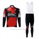 2017 Cycling Jersey BMC Red and White Long Sleeve and Bib Tight