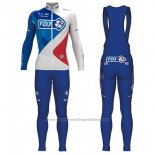 2017 Cycling Jersey FDJ Blue and White Long Sleeve and Bib Tight