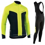 2017 Cycling Jersey Nalini Northwave Ml Yellow and Black Long Sleeve and Bib Tight