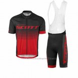 2017 Cycling Jersey Scott Black Red Short Sleeve and Bib Short