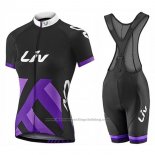 2017 Cycling Jersey Women Liv Race Day Black and Purple Short Sleeve and Bib Short