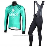 2019 Cycling Jersey Bianchi Milano FT Blue Black Long Sleeve and Bib Tight