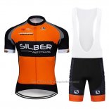 2019 Cycling Jersey Sliber Orange Black Short Sleeve and Bib Short