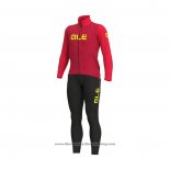 2021 Cycling Jersey ALE Red Long Sleeve And Bib Tight QXF21-0038
