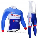 2021 Cycling Jersey Direct Energie Blue White Long Sleeve And Bib Tight