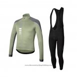 2021 Cycling Jersey RH+ Gray Green Long Sleeve And Bib Tight QXF21-0067