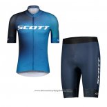 2021 Cycling Jersey Scott Black Blue Short Sleeve And Bib Short