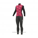 2021 Cycling Jersey Women ALE Deep Pink Long Sleeve And Bib Tight QXF21-0020