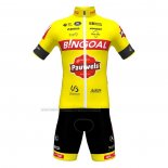 2022 Cycling Jersey Bingoal WB Yellow Short Sleeve and Bib Short
