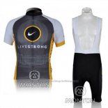 2010 Cycling Jersey Livestrong Yellow and Gray Short Sleeve and Bib Short
