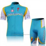 2011 Cycling Jersey Astana Sky Blue Short Sleeve and Bib Short