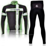 2011 Cycling Jersey Cannondale White and Green Long Sleeve and Bib Tight