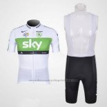 2012 Cycling Jersey Sky Lider White and Green Short Sleeve and Bib Short