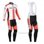 2013 Cycling Jersey Kuota White and Red Long Sleeve and Bib Tight