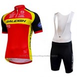 2014 Cycling Jersey Raleigh Black and Red Short Sleeve and Bib Short