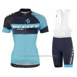 2016 Cycling Jersey Scott Black Blue Short Sleeve and Bib Short