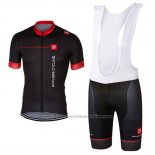 2017 Cycling Jersey Castelli Bright Black and Red Short Sleeve and Bib Short