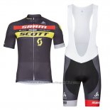 2017 Cycling Jersey Scott Black Yellow Short Sleeve and Bib Short