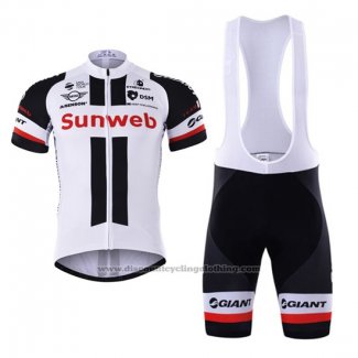 2017 Cycling Jersey Sunweb White Short Sleeve and Bib Short