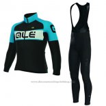 2017 Cycling Jersey Women ALE Black and Blue Long Sleeve and Bib Tight